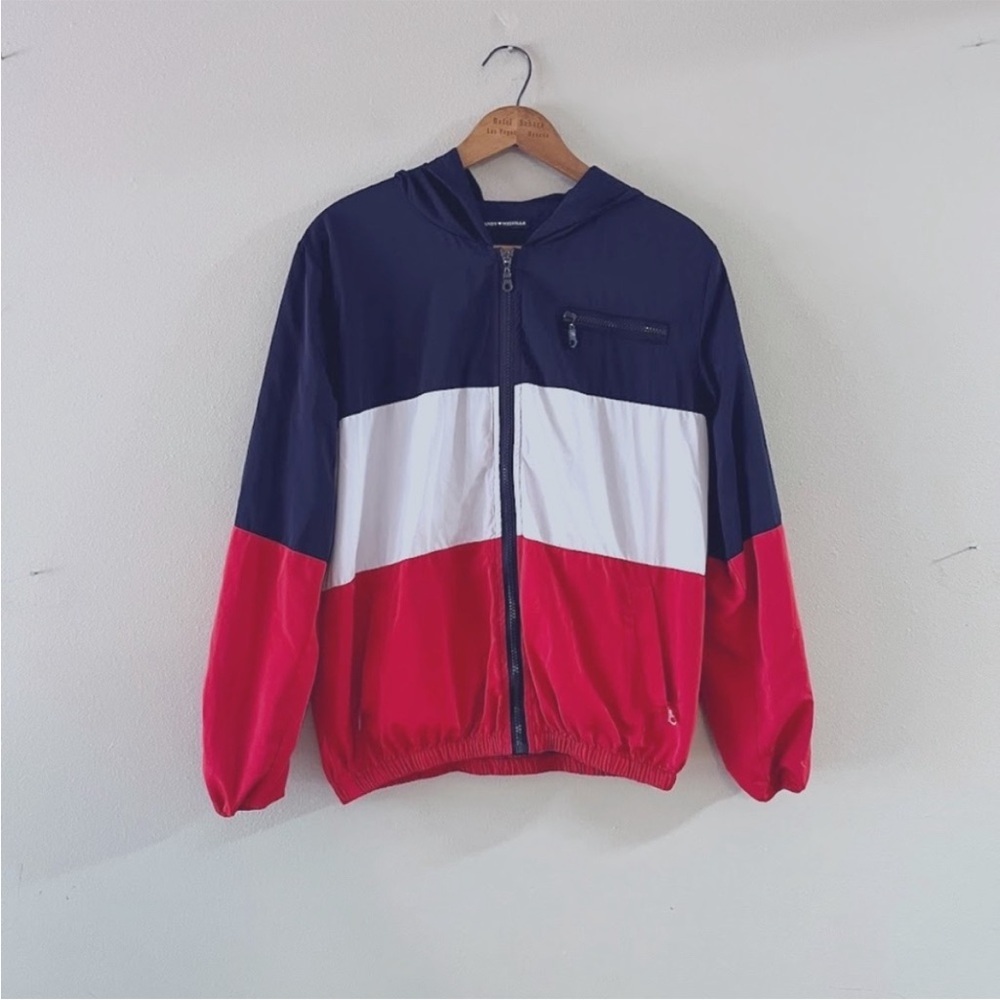 Brandy Melville Windbreaker Jacket‎ red white and blue stripe one size - Picture 6 of 10